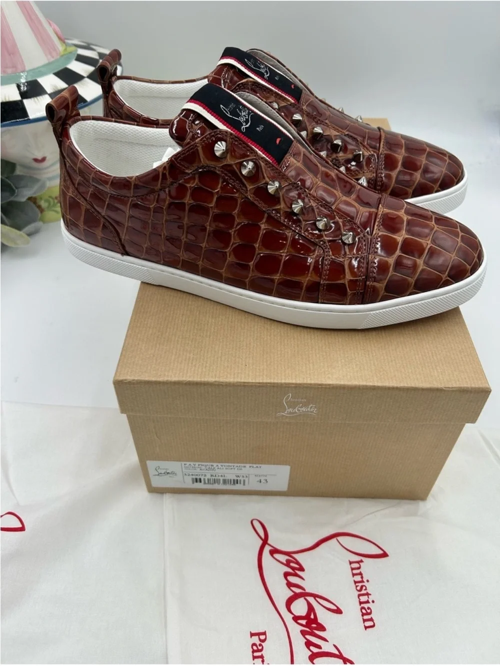 Christian Louboutin Men's FAV VONTADE CROC SNEAKERS . Size 43 - Picture 4 of 11